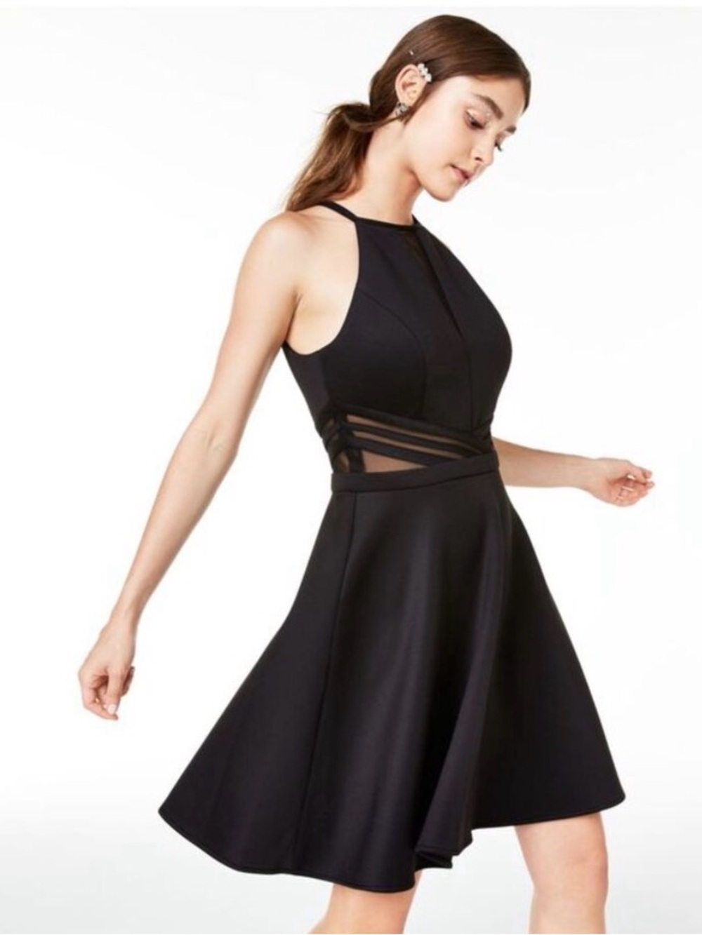 Little Black Dress with Mesh Waist